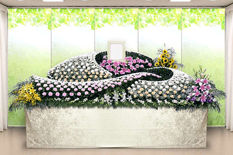 たくさんのお花で見送る家族葬プラン55万円