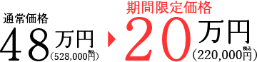 通常価格48万円→期間限定価格20万円